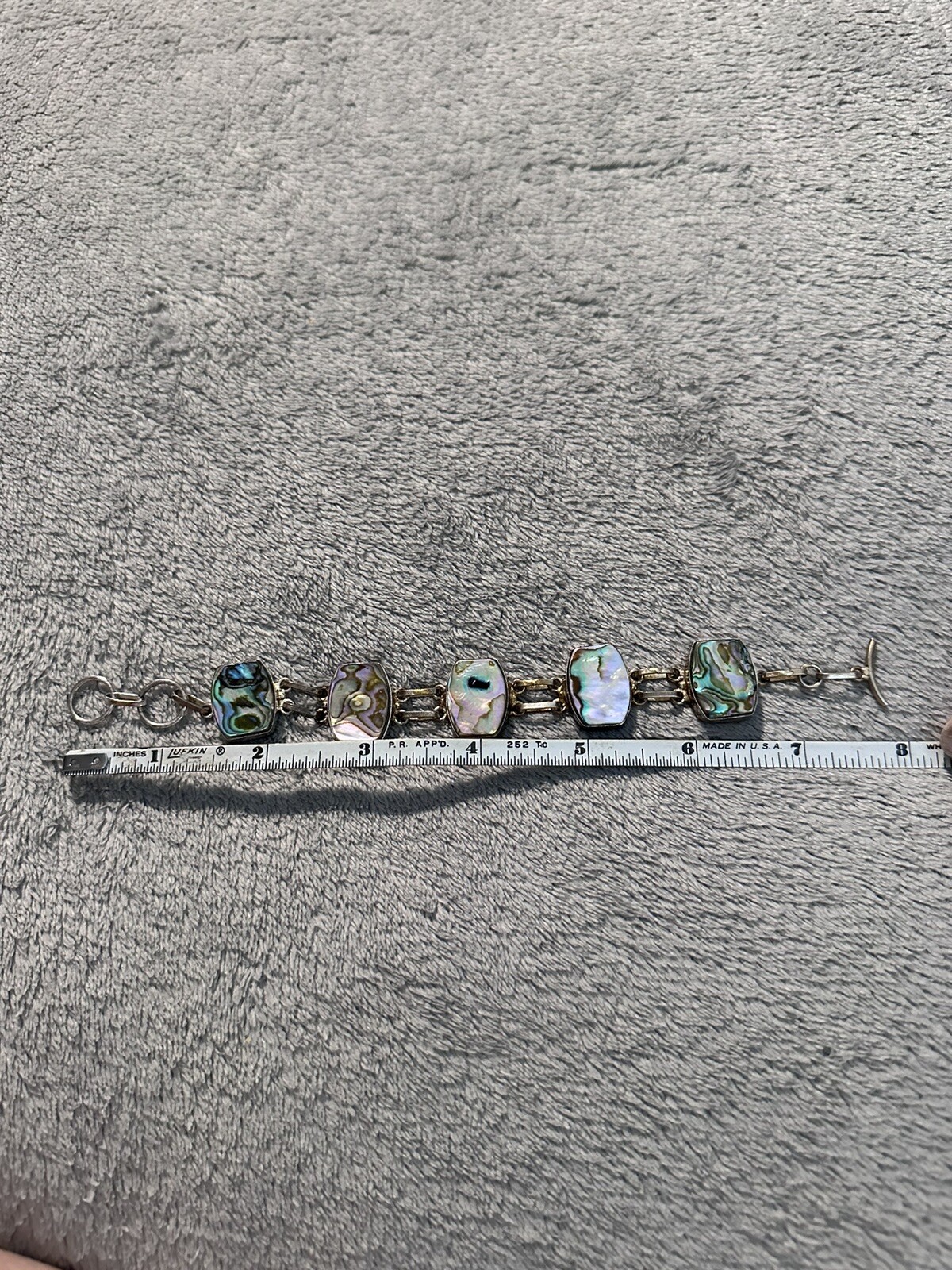 Abalone Shell  Silver? Link Bracelet 8” - image 1