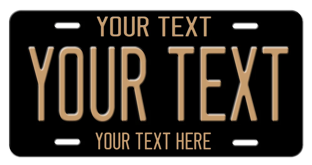 Custom Personalized Aluminum Vanity License Plate YOUR TEXT Black Tan - Picture 1 of 9
