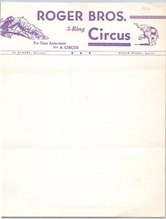 Roger Bros. 3 Ring Circus Letterhead c1949 "For Clean Amusement" Scarce