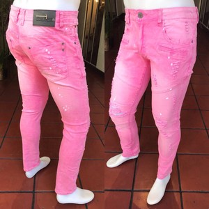 mens pink denim
