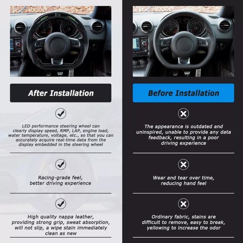 Real Carbon Fiber LED Steering Wheel For Audi TT / TTRS / R8 2007 - 2015 - Picture 4 of 6