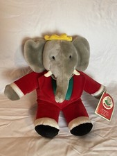 Vintage Gund Babar the Elephant Plush 1988 Macys 14  Holiday Stuffed Animal 
