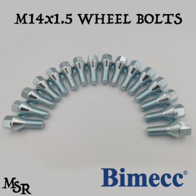 M14x1.5, R13 27mm Wheel Bolts (Bimecc) Chrome x 16 For VW Caddy [Mk2/3/4]