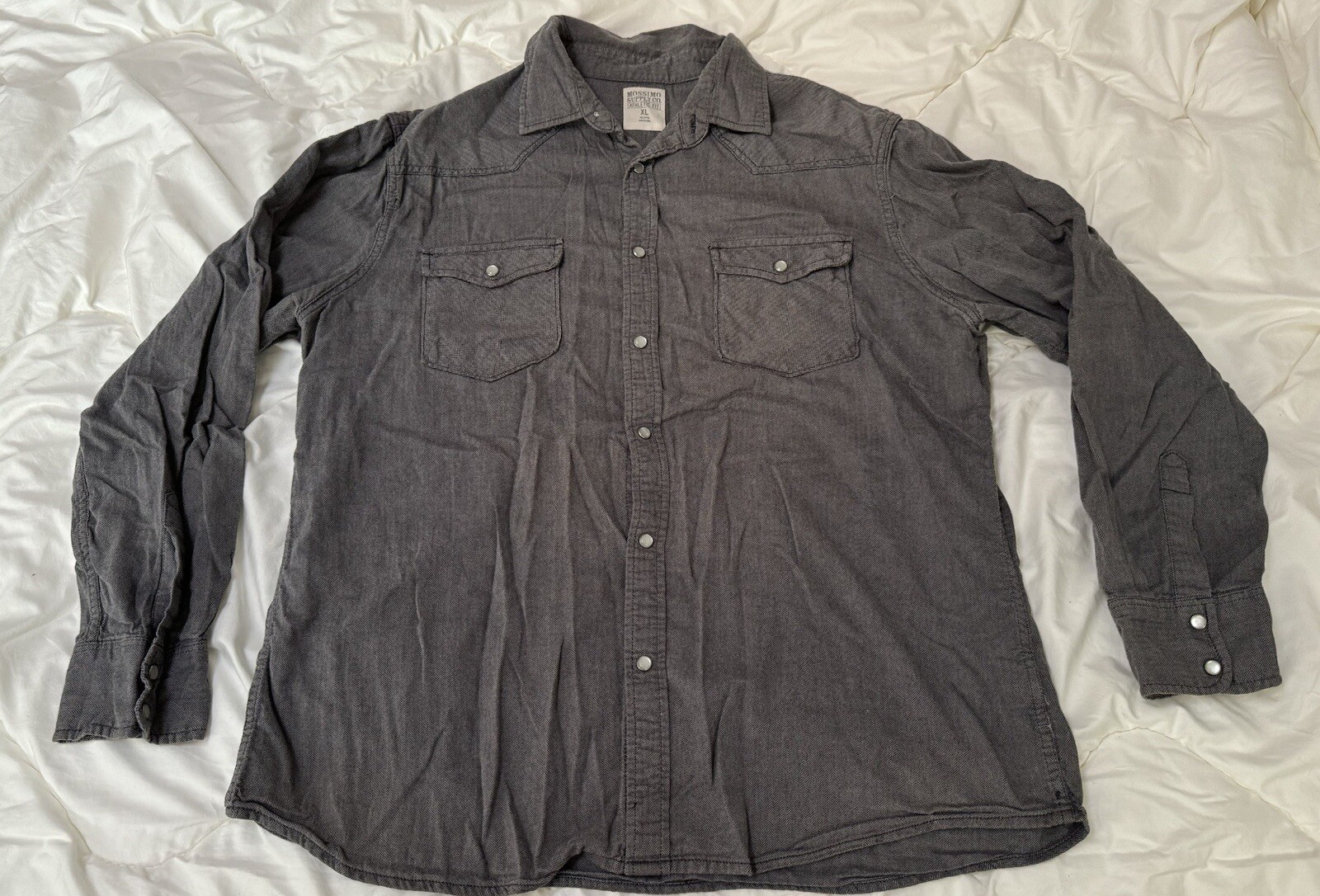 Mossimo Supply Co Athletic Gray Button Pearl Snap… - image 1