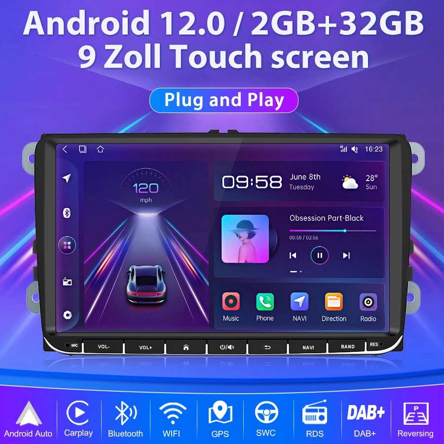 9" DAB+ Android Carplay Autoradio GPS RDS Für VW GOLF 5 6 Touran EOS Tiguan Polo - Bild 2 von 4