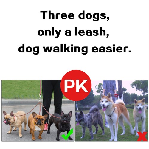 3 Way Dog Leash Genuine Leather Pet Durable Triple Splitter Coupler Walking Lead - Picture 10 of 12