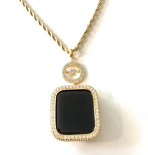 Apple Watch Pendant Charm Necklace Chain Yellow Gold Face Bezel Case All Sizes