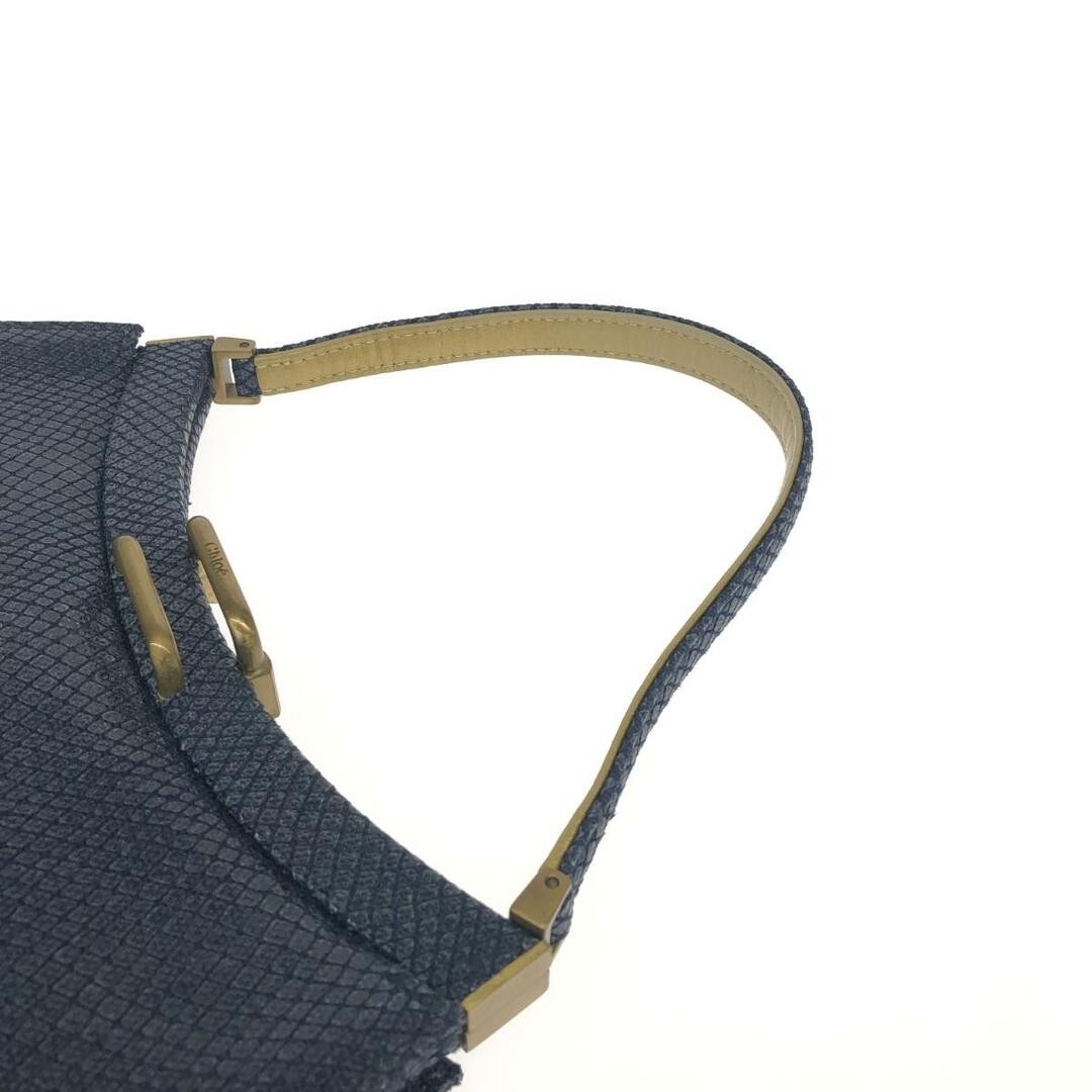 Chloe Navy Embossed Python Leather Clasp Handbag … - image 7