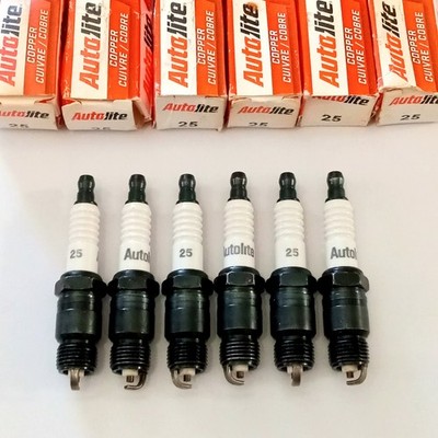 6 Pack of Copper Resistor Autolite 25 (NGK BPR5FS) Old Stock Spark Plugs