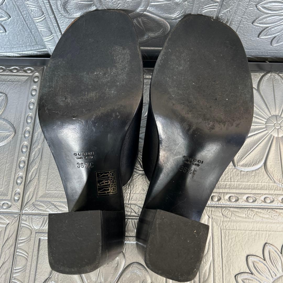 GUCCI Mules Sandals Heel Leather Black EU36.5/US6.5 116125c thumbnail 18