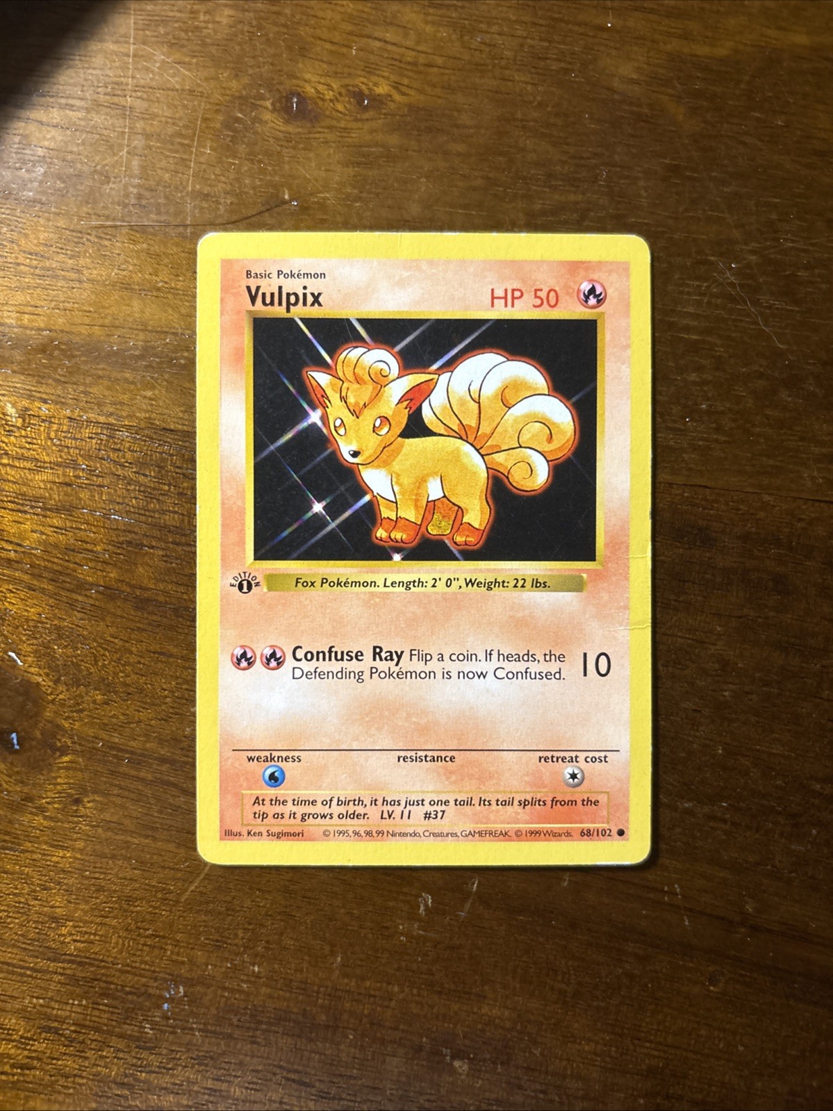 Vulpix First Edition Shadowless Base Set Pokémon TCG 068/102 Common WOTC LP/MP