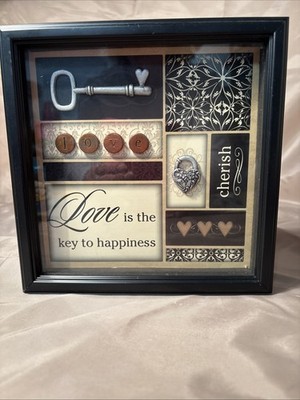 Inspired Quote  Love Is The Key To Happiness  Shadowbox Picture Frame 8  X 8 