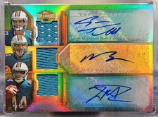 2012 Topps Triple Threads Auto/Relic Ryan Tannehill/Egnew/Miller Emerald #d 18 