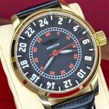 Raketa 24H Watch Automatic Aviator Black Pilot USSR Wrist Vintage Soviet Men's