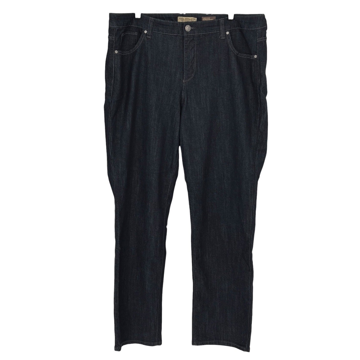 Nine West Vintage America Straight Leg Jeans Dark Indigo Blue Stretch 18W/34