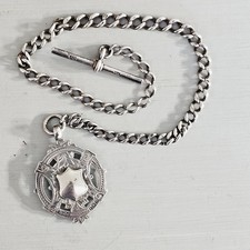 Albert Chain / Medal Fob & Graduated Silver Chain C1914 22.38g
