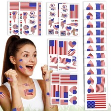 104 PCS USA Flag Temporary Tattoos - Waterproof Patriotic Stickers