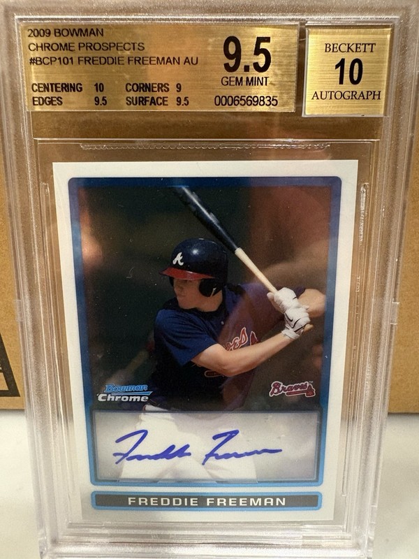 Topps 2009 Bowman Chrome Prospects #BCP101 Freddie Freeman RC Auto BGS 9.5