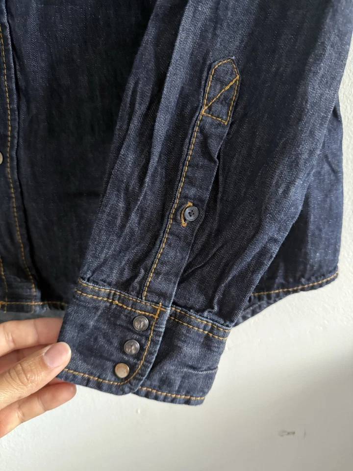 Camisa Denim Lavado Oscuro Diesel Años 2000 2010 Perla Occidental Botón a Presión XL Diseñador Foto 2 de 4