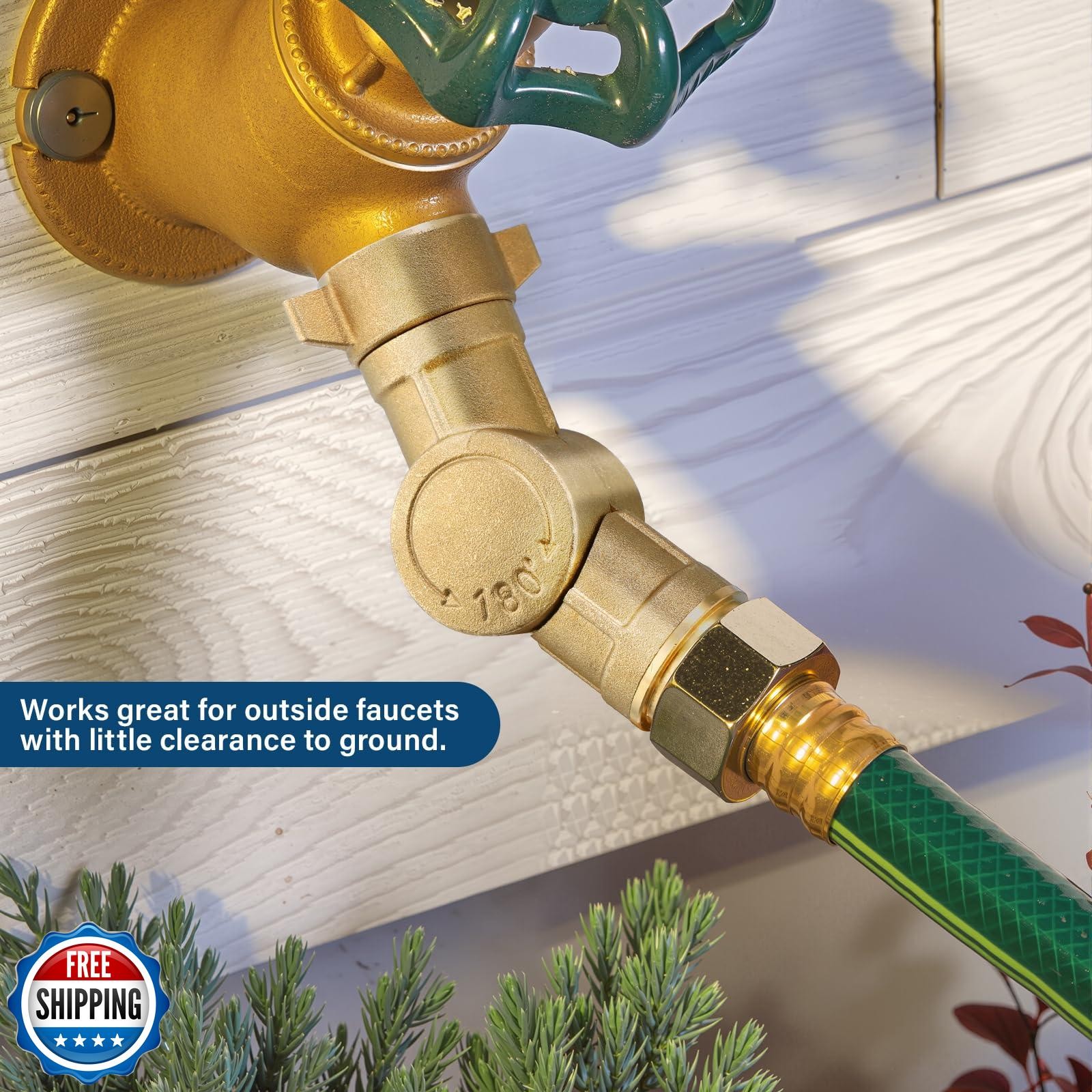 MEASUREMAN RV 180-Degree Rotating Brass Hose Elbow Connector, RV Drinking Wat