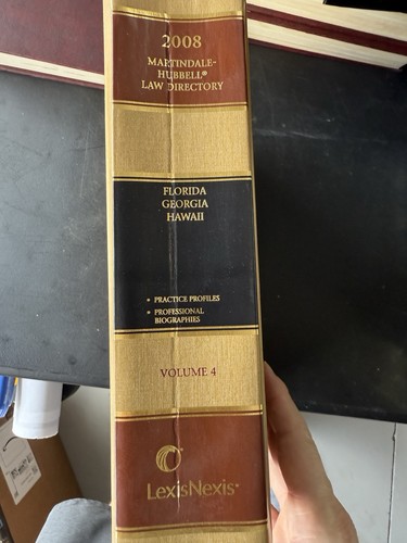 MARTINDALE HUBBELL LAW DIRECTORY VOLUME 4 Florida Georgia Hawaii LexisNexis 2008 - Foto 4 di 6