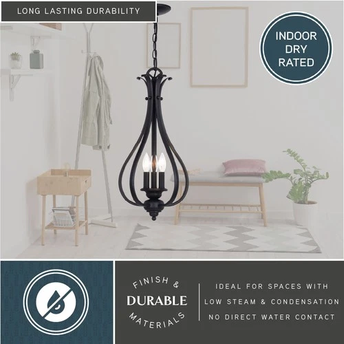 Vaxcel Lighting P0382 Monrovia 3 Light 11"W Taper Candle Pendant - Bronze - Picture 9 of 12