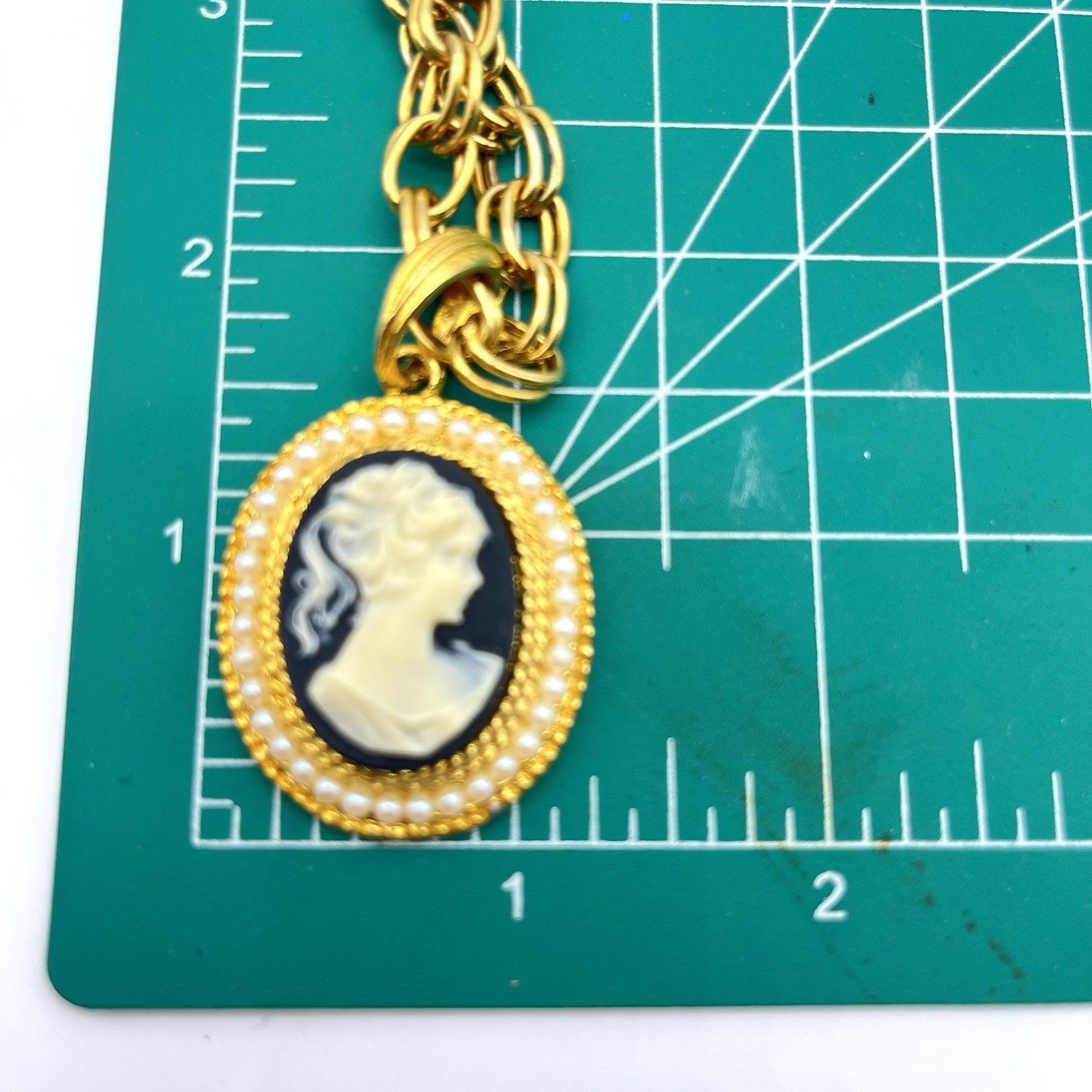 Vintage Cameo Victorian Revival Necklace Heavy Long 40"