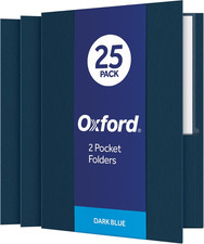 Twin-Pocket Folders, Textured Paper, Letter Size, Dark Blue, Holds 100 Sheets, B