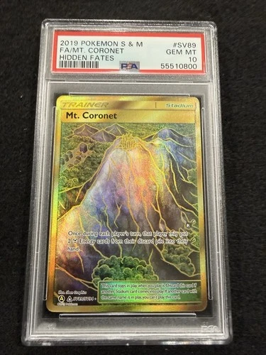 Pokemon Mt. Coronet Gold Secret Rare SV89 from Hidden Fates in a PSA 10 !!