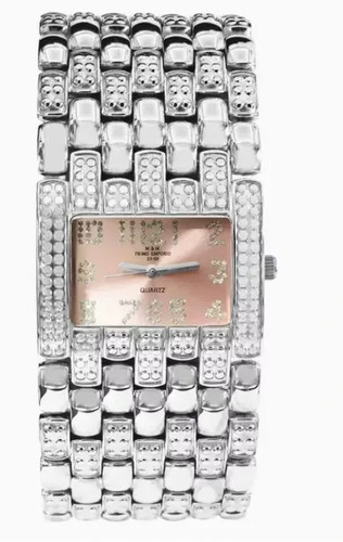 UKCOCO Orologio Al Quarzo Da Donna Con Strass E Bracciale Argento, Design Sirena, Quadrante Rotondo Con Cristalli, Cinturino Elastico Regolabile, Per Eventi Eleganti