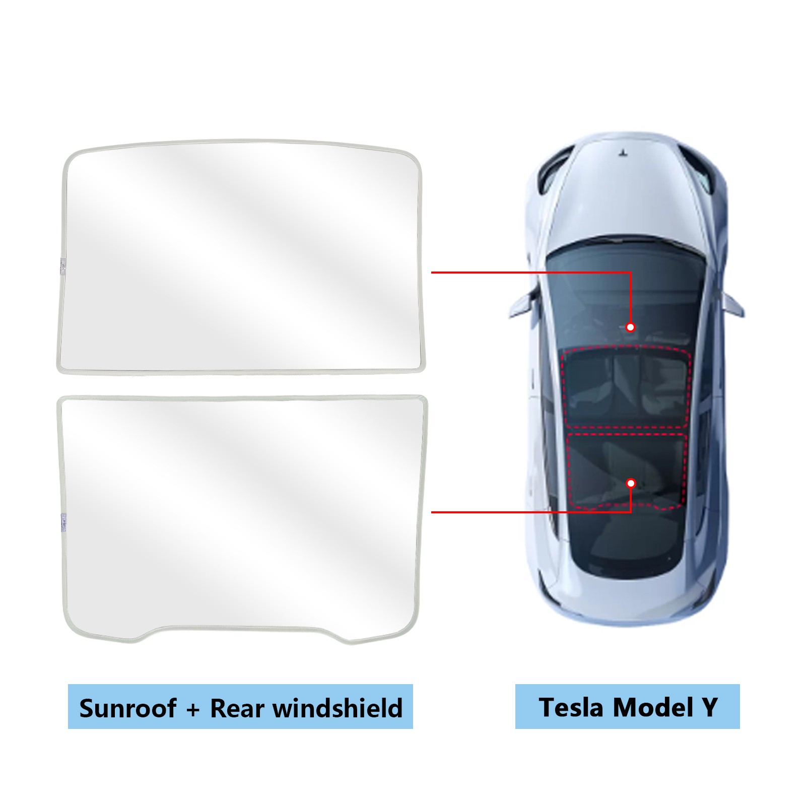 Tesla Model Y 2in1 Glass Roof Sun Shades UV Protection Sunroof Top Window Blind
