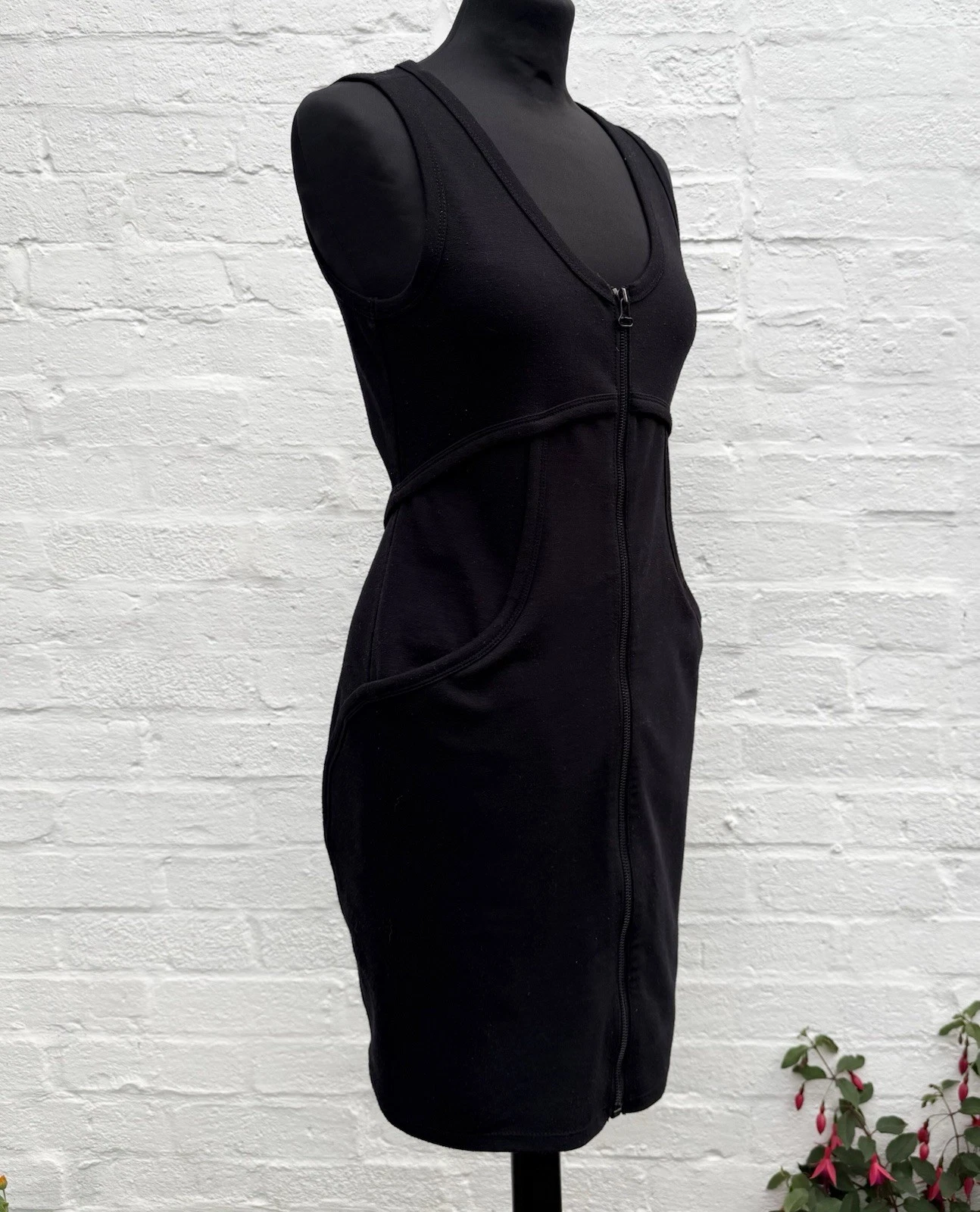 Abito body ALEXANDER WANG nero in jersey con zip intera taglia S