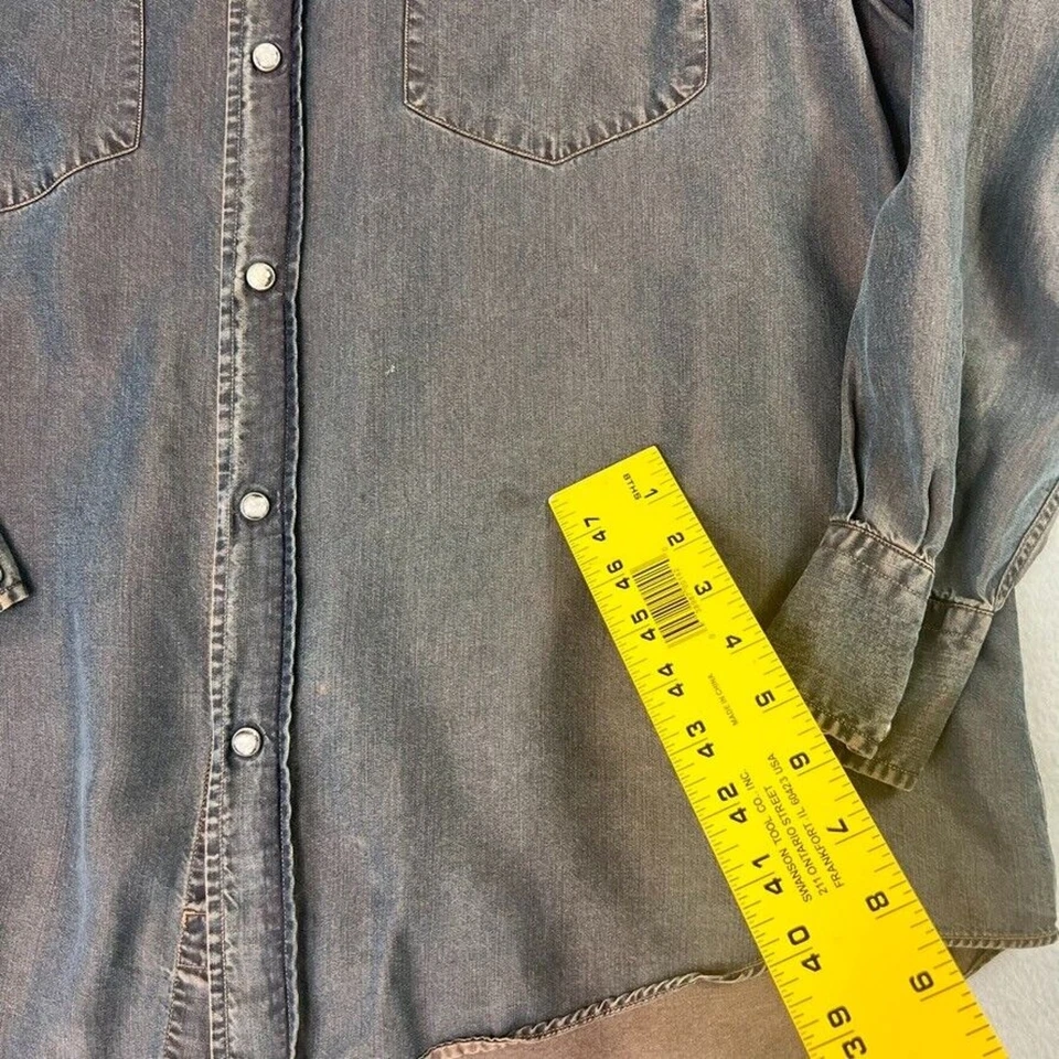 Acorn by Bob Goldfeder Mens M Blue Tencel Pearl Snap Shirt Made In Italy - Image 3 of 4