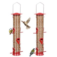 2 Pack Bird Feeders for Outdoors Hanging with 6 Feeding Ports Extra Thick Sol...
