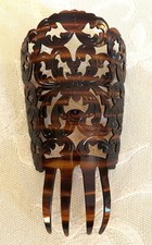 Vintage Faux Tortoise Shell Peineta Hair Comb from Argentina 7"Hx4"W