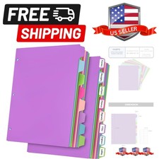 16Pcs/2 Set Binder Dividers with Tabs, 8 Color Tab for 3 Ring Binder Dividers...
