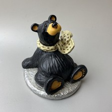 BEARFOOTS Bear Timmy Sledding on Saucer Figurine Big Sky Carvers Montana