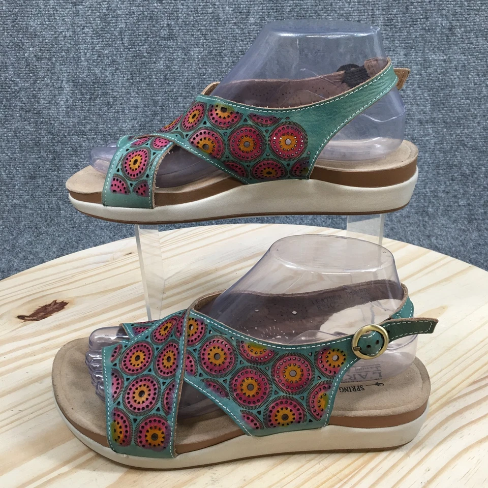 LArtiste Spring Step Sandals Womens 38 Erice Wedge Slingback Multicolor Leather - Image 2 of 4