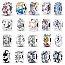 Europäischer 925 Sterling Silber Charm Clip Blumen Tier Liebe für Damen Armband