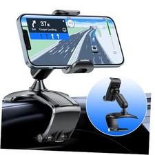 Car Dashboard Phone Clip Holder, 360 Rotating Dash Steering Wheel Cell Black