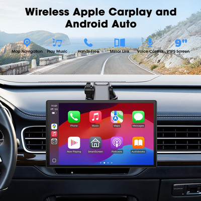 9 Inch Portable Car Screen Wireless Android Auto Touchscreen with Bluetooth