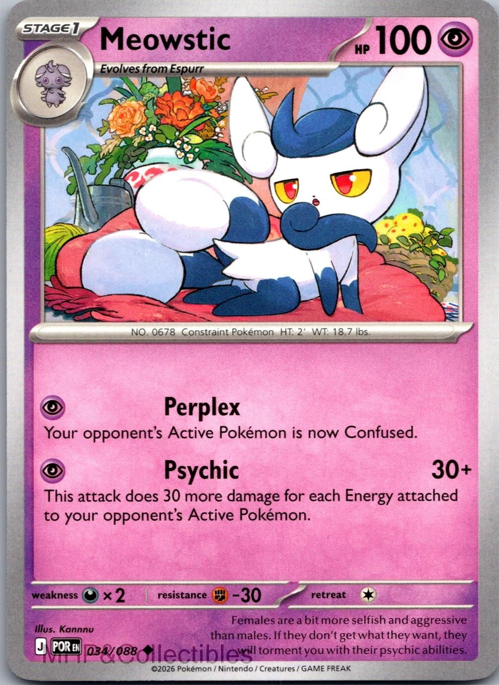Meowstic 034/088 Uncommon Perfect Order Pokemon Near Mint