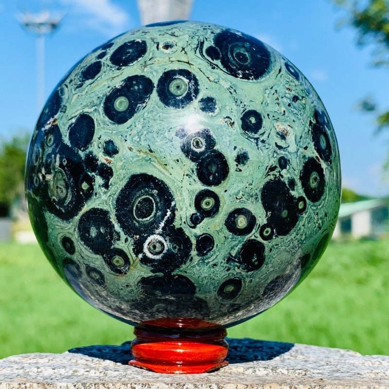 2.77LB Natural Kambaba jasper Tall Polished Crystal Sphere Healing Crystal