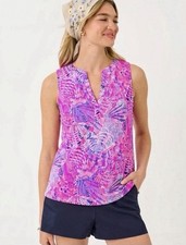 Lilly Pulitzer XS Floral V-Neck Sleeveless Ta...