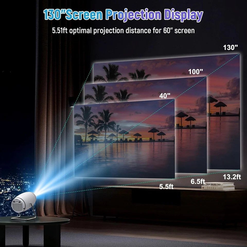 4K Mini Projector 10000 Lumen LED 1080P WiFi Bluetooth UHD Portable Home Theater - Image 4 of 4