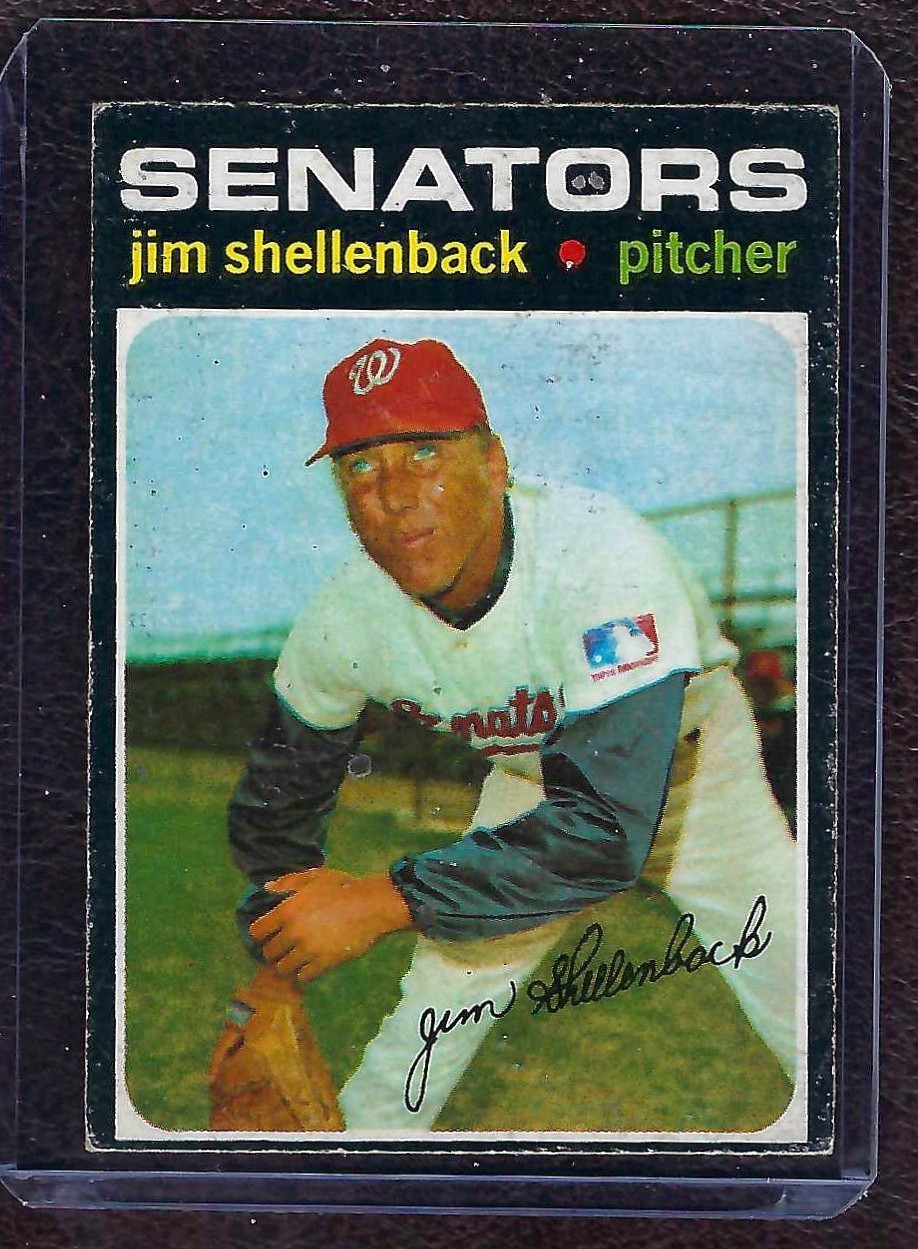 1971 O-Pee-Chee, OPC, #351 Jim Shellenback, Washington Senators, EX!