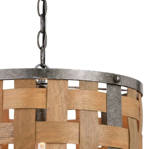 Vaxcel Lighting P0363 Norwood 16"W Pendant - Vintage Steel / Distressed Wood - Picture 8 of 12