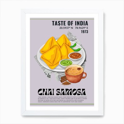 Samosa Chai Bliss Art Print Framed Wall Art Poster Canvas Print Picture