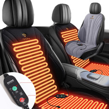 Car Heated Seat Cushion Plush Winter Warmer Pad Cover Temperature Adjustable