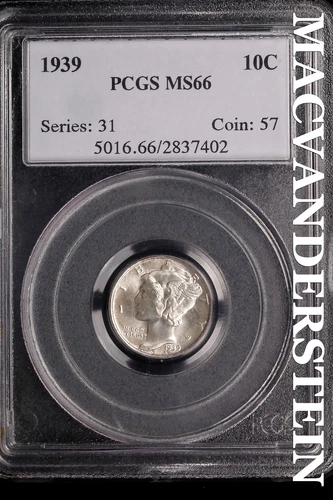 1939 Mercury Dime-PCGS MS 66 Choice Gem BU No Reserve #SLL408